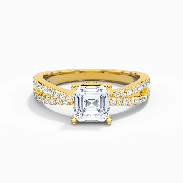 Criss Cross Classic Prong Engagement Ring Moissanite 1.00ct Asscher 925 Sterling Silver