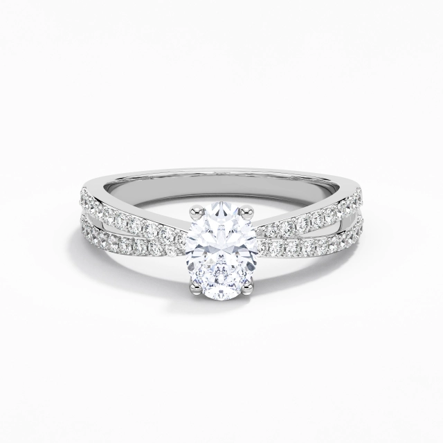 Criss Cross Classic Prong Engagement Ring Moissanite 1.00ct Oval 925 Sterling Silver