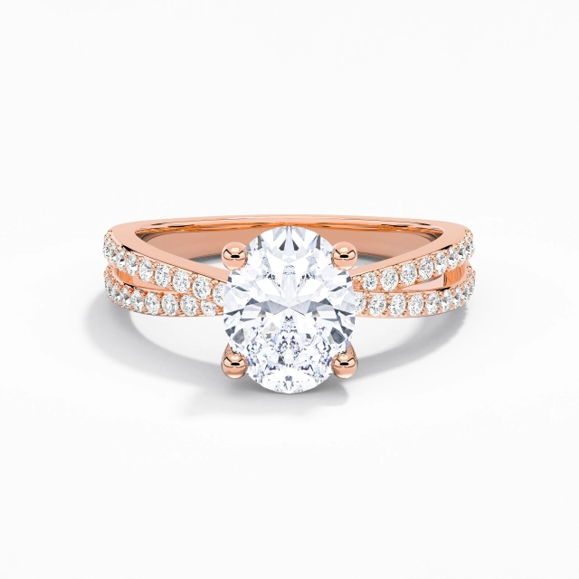 2.00ct Ovale Moissanite Bague de fiançailles Or rose 14 carats Griffe Classique Croix croisée 2.00ct Ovale Moissanite Bague de fiançailles Or rose 14 carats Griffe Classique Croix croisée