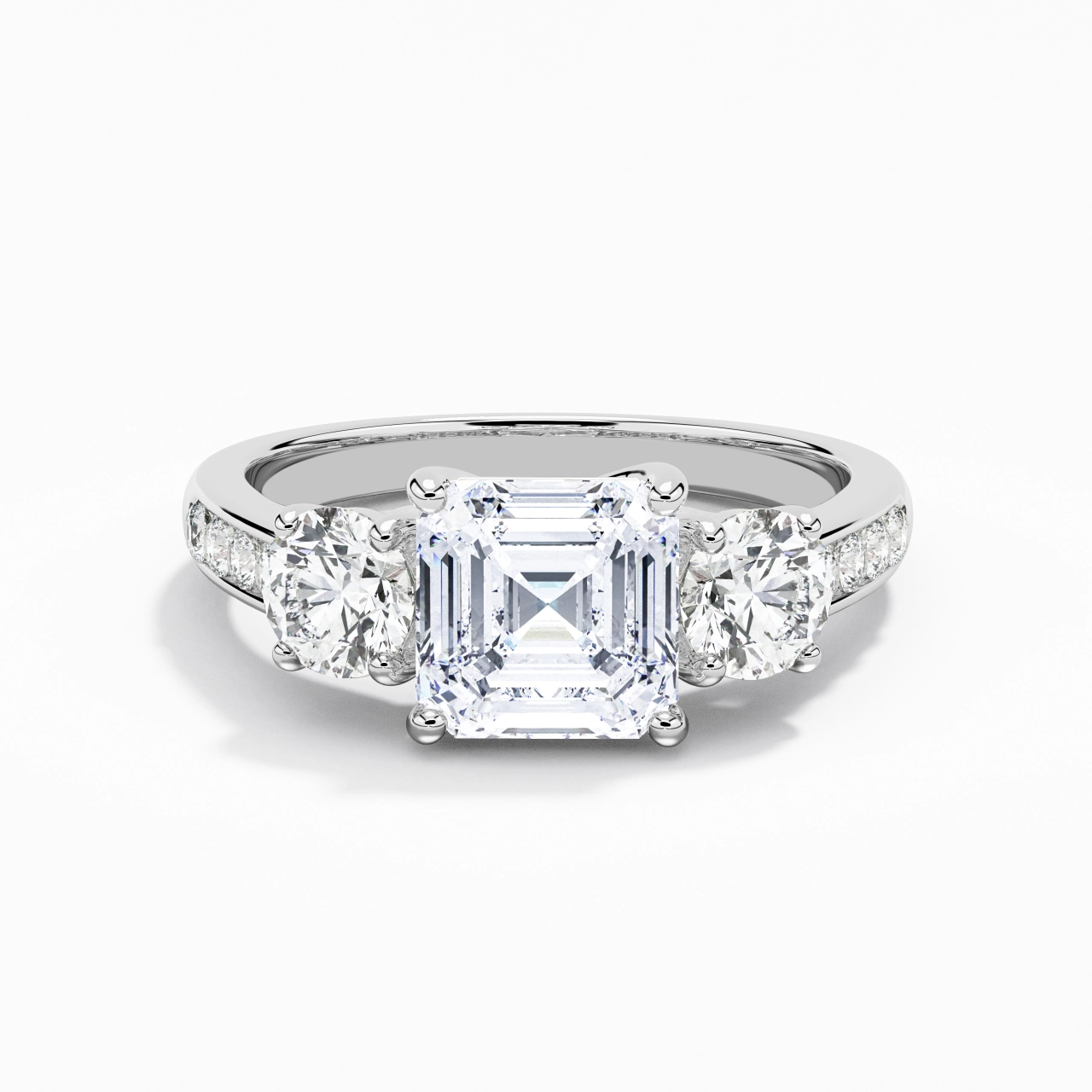 Glorieux Asscher 1.50ct Moissanite Bague de fiançailles
