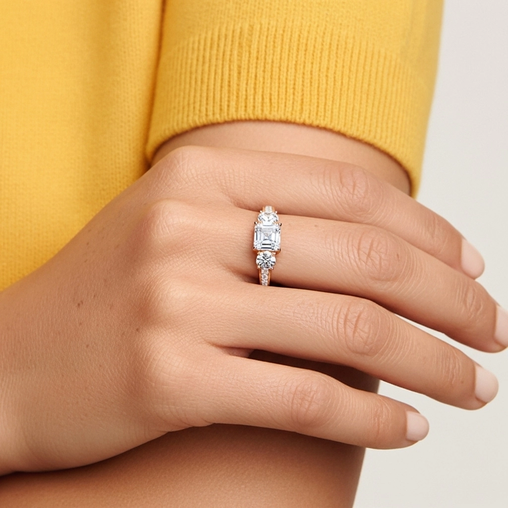 Glory Asscher 2.00ct Moissanite Engagement Ring