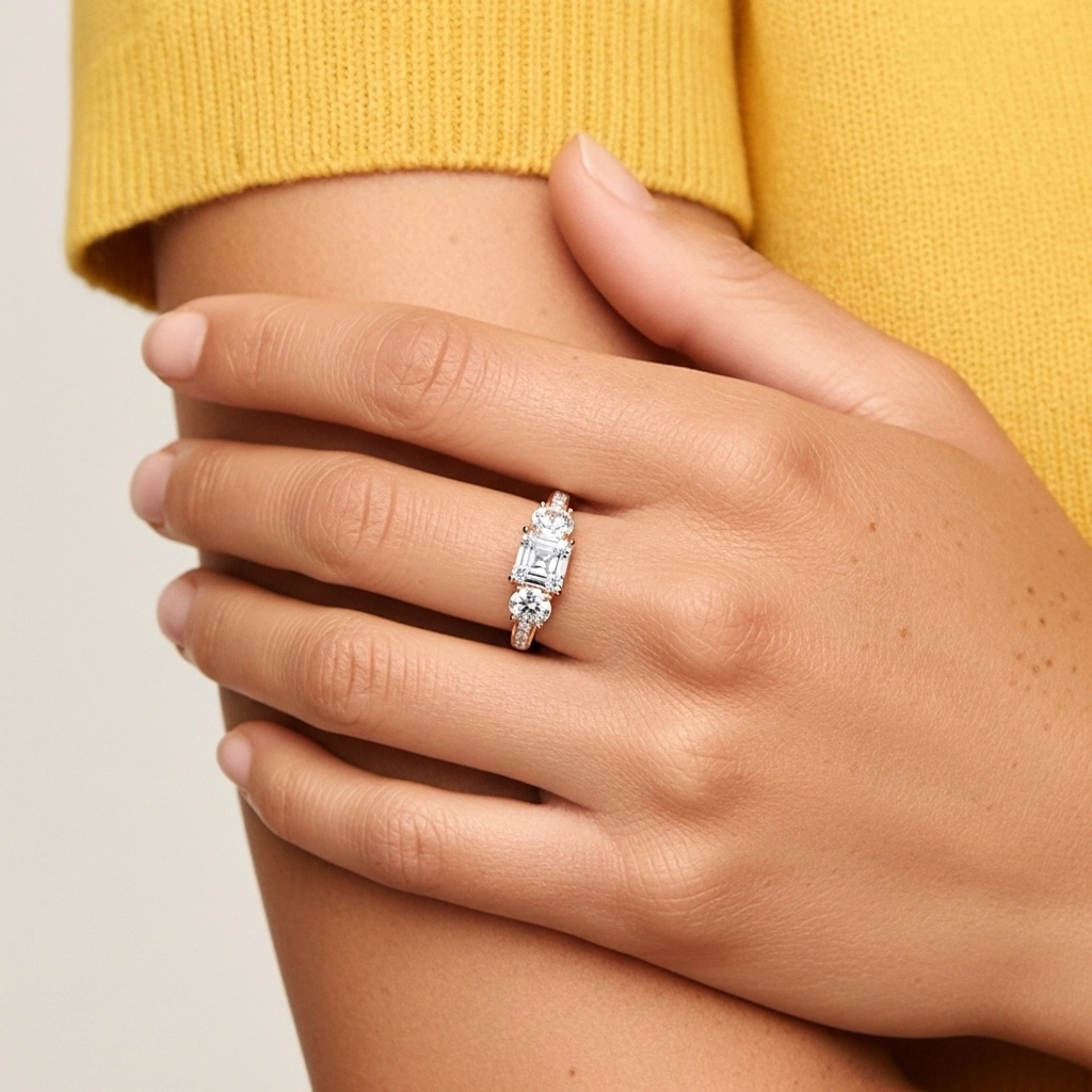 Glory Asscher 2.00ct Moissanite Engagement Ring