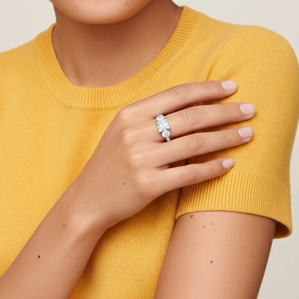 Glorieux Asscher 2.00ct Moissanite Bague de fiançailles