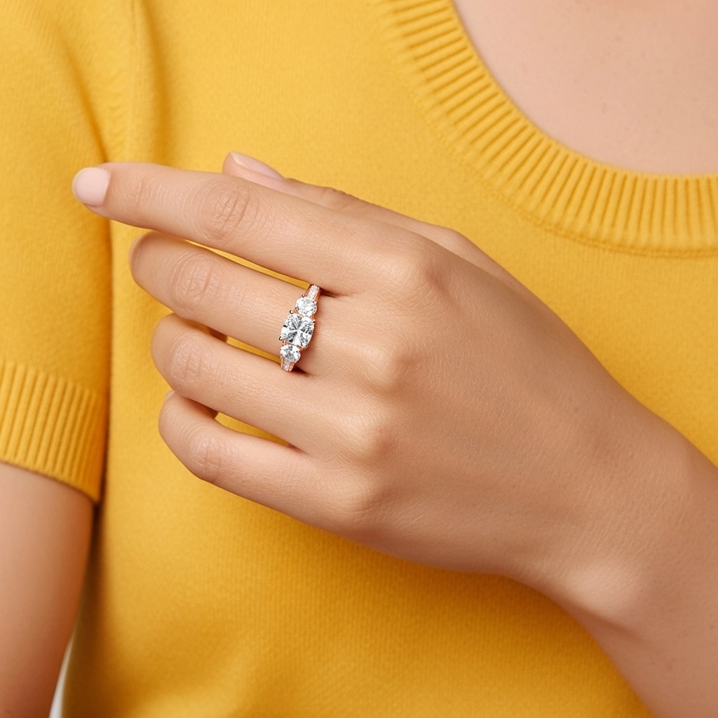 Glorieux Coussin 2.00ct Moissanite Bague de fiançailles