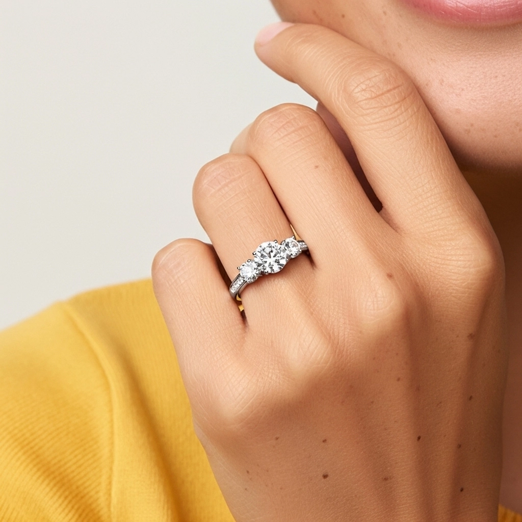 Glorieux Rond 2.00ct Moissanite Bague de fiançailles