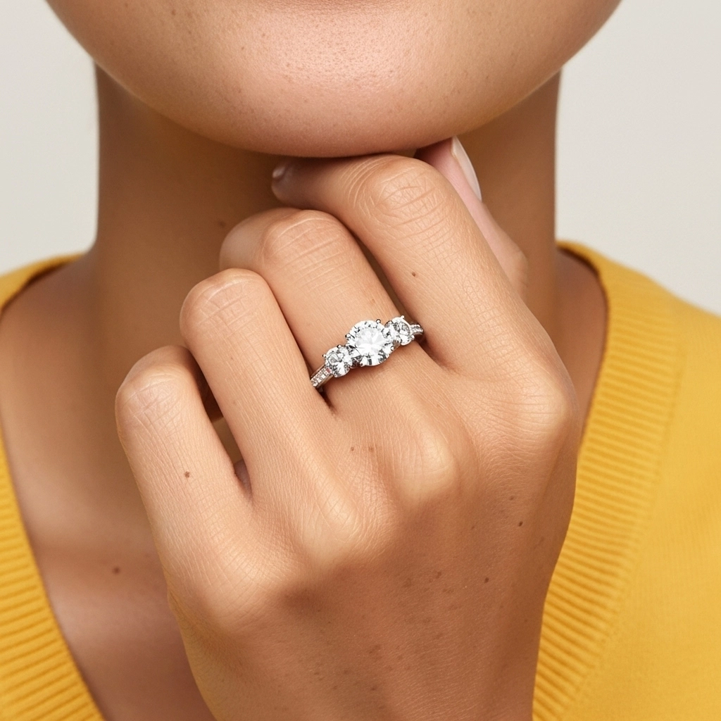 Glorieux Rond 2.00ct Moissanite Bague de fiançailles