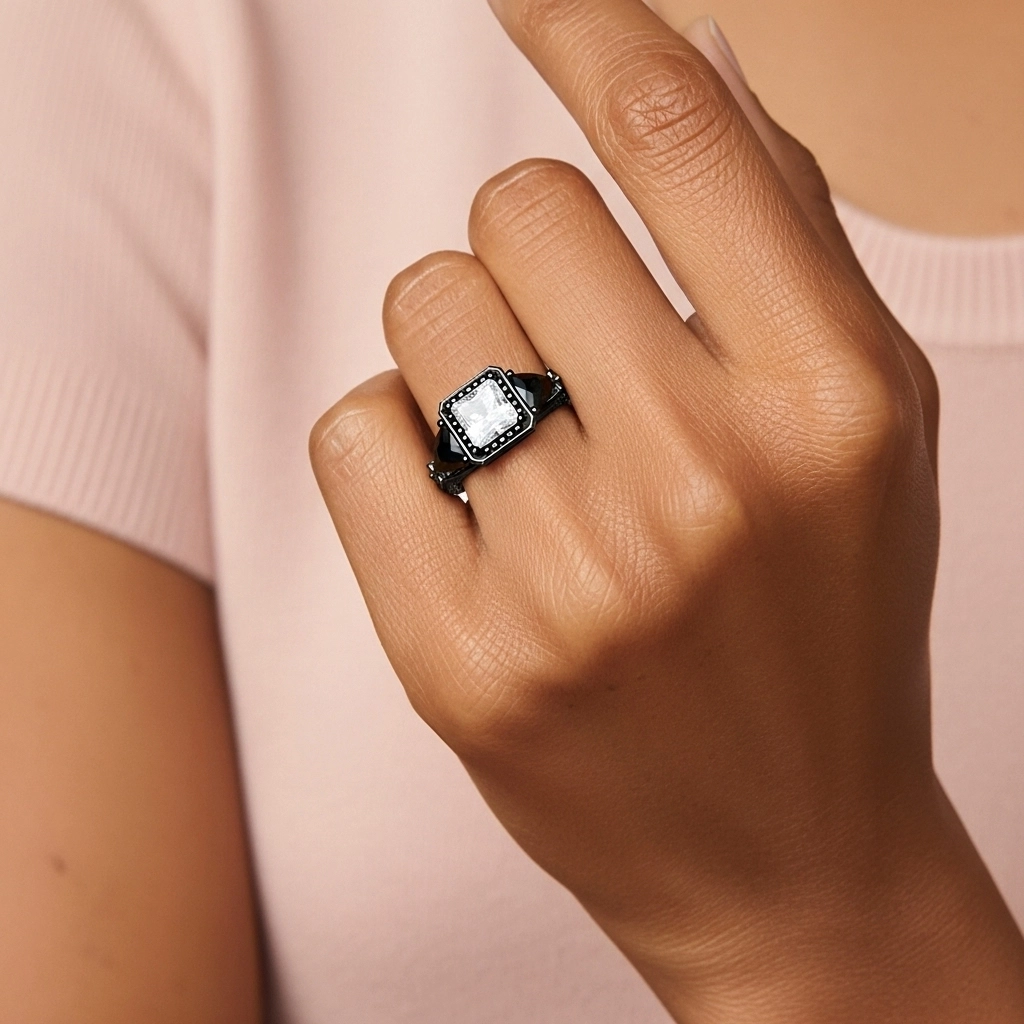 925 Sterling Silver Cubic Zirconia Engagement Ring