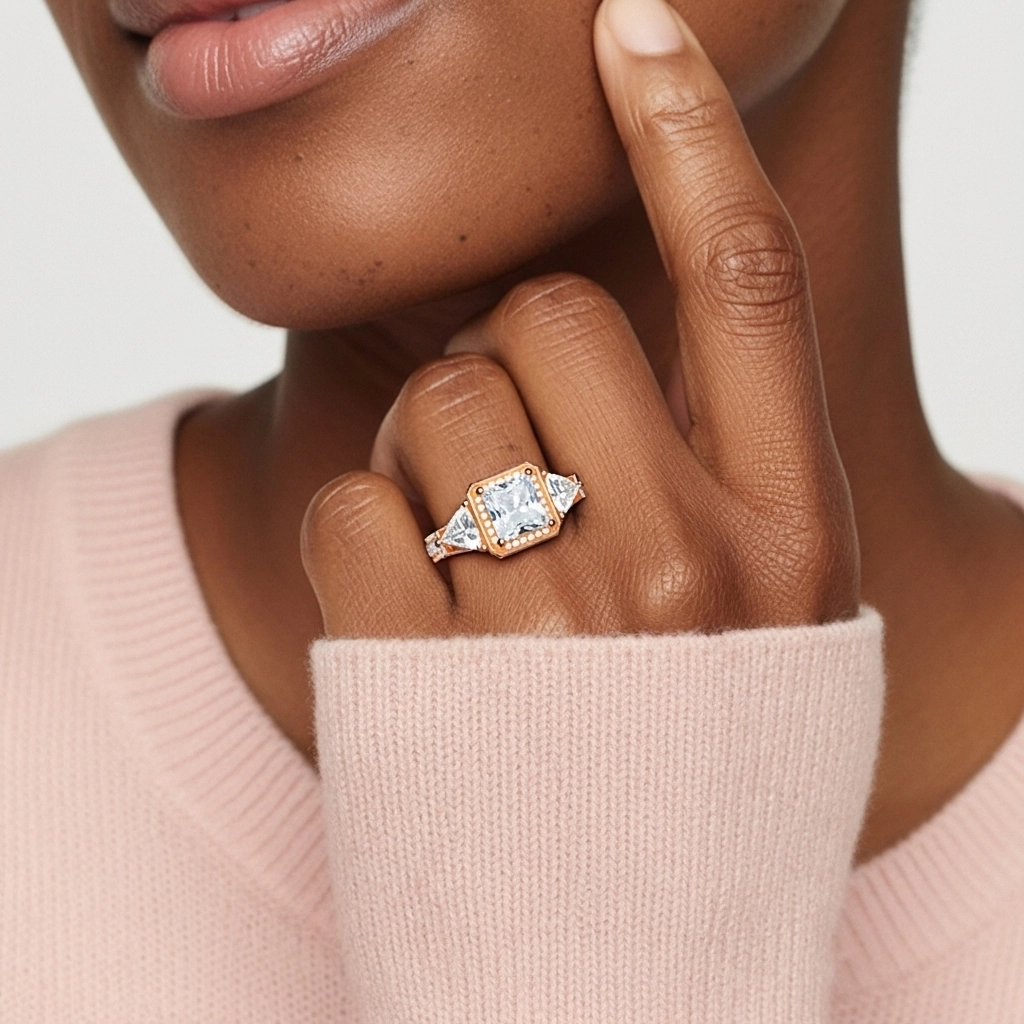 Argent sterling 925 Moissanite Bague de fiançailles