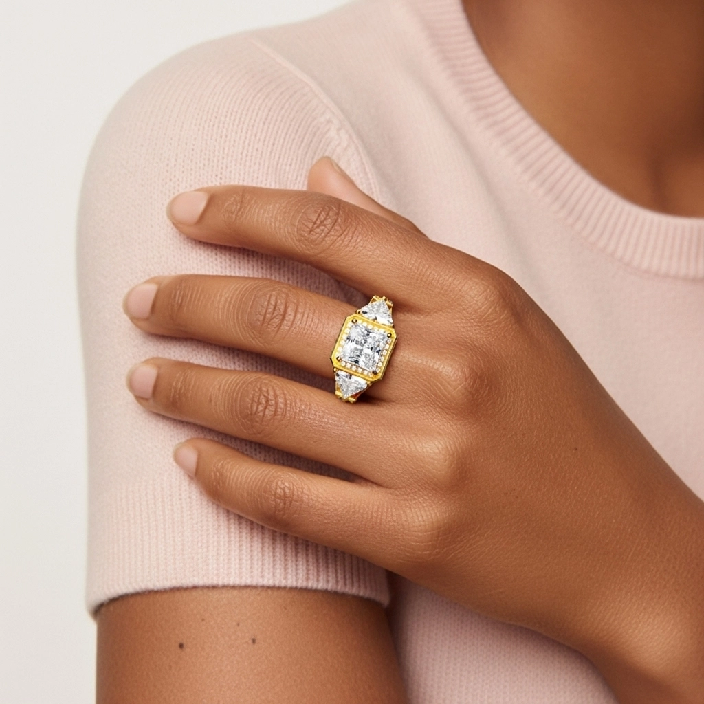 Argent sterling 925 Moissanite Bague de fiançailles