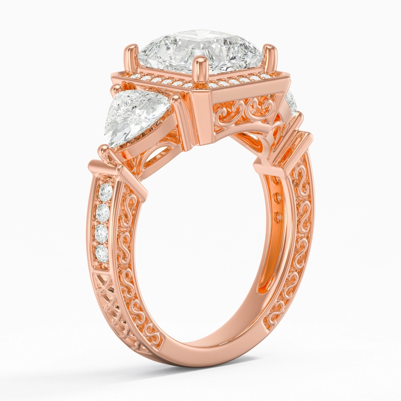 14K Rose Gold Moissanite Engagement Ring