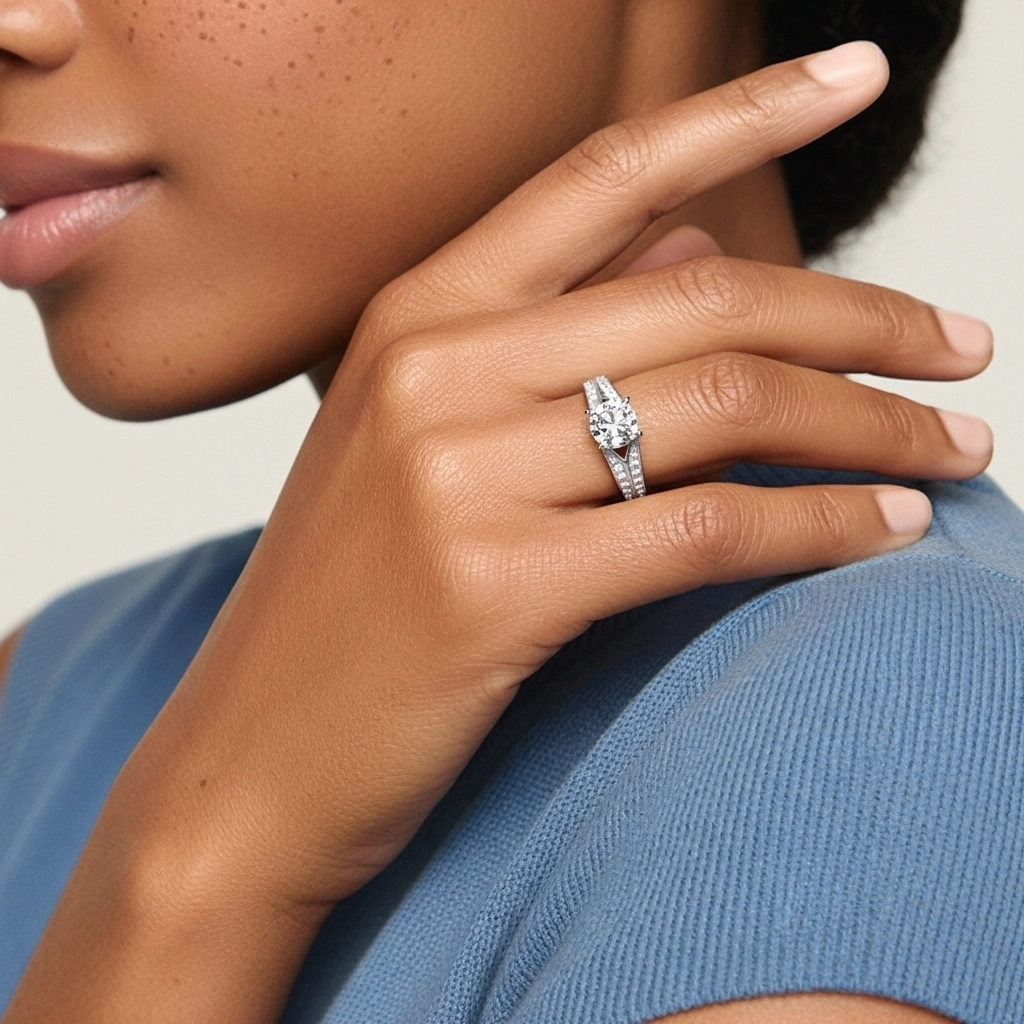 Pavé Engagement Ring 1.25ct Moissanite