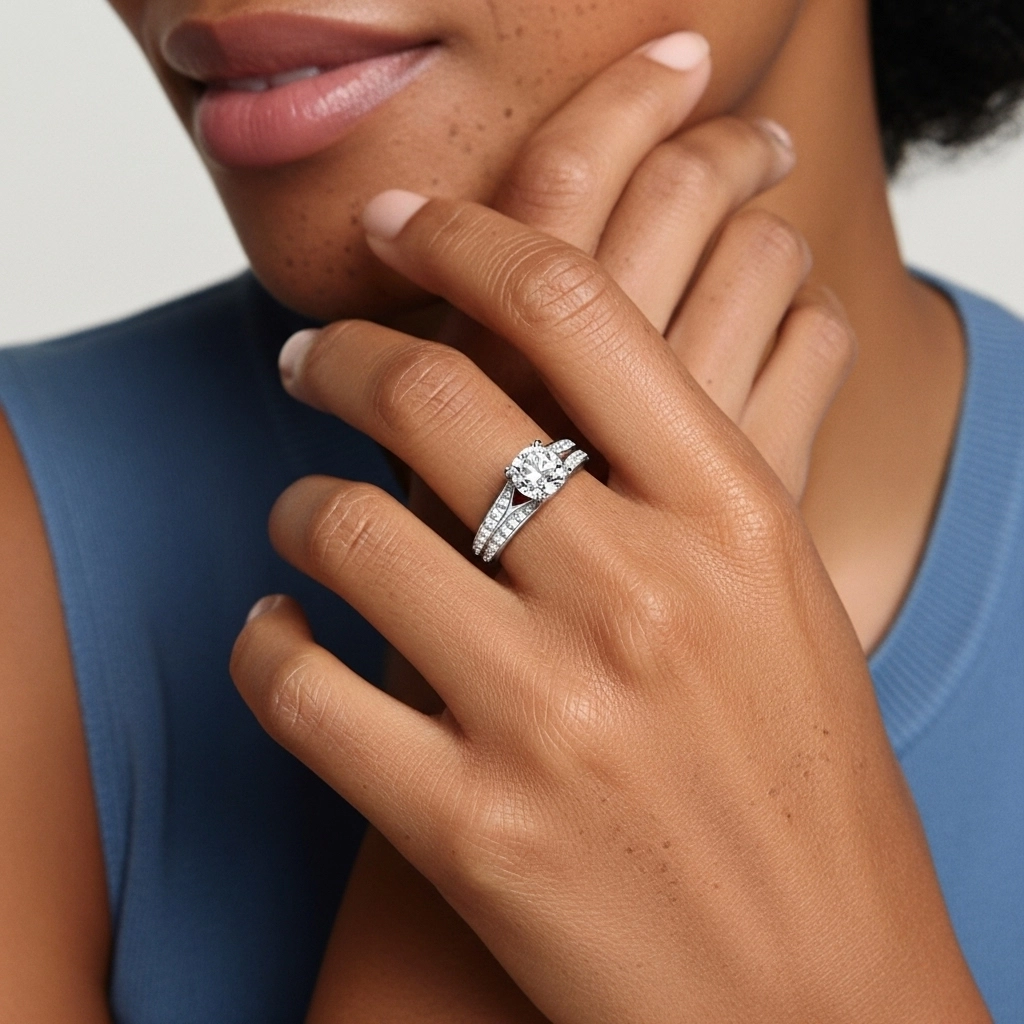 Pavé Engagement Ring 1.25ct Moissanite