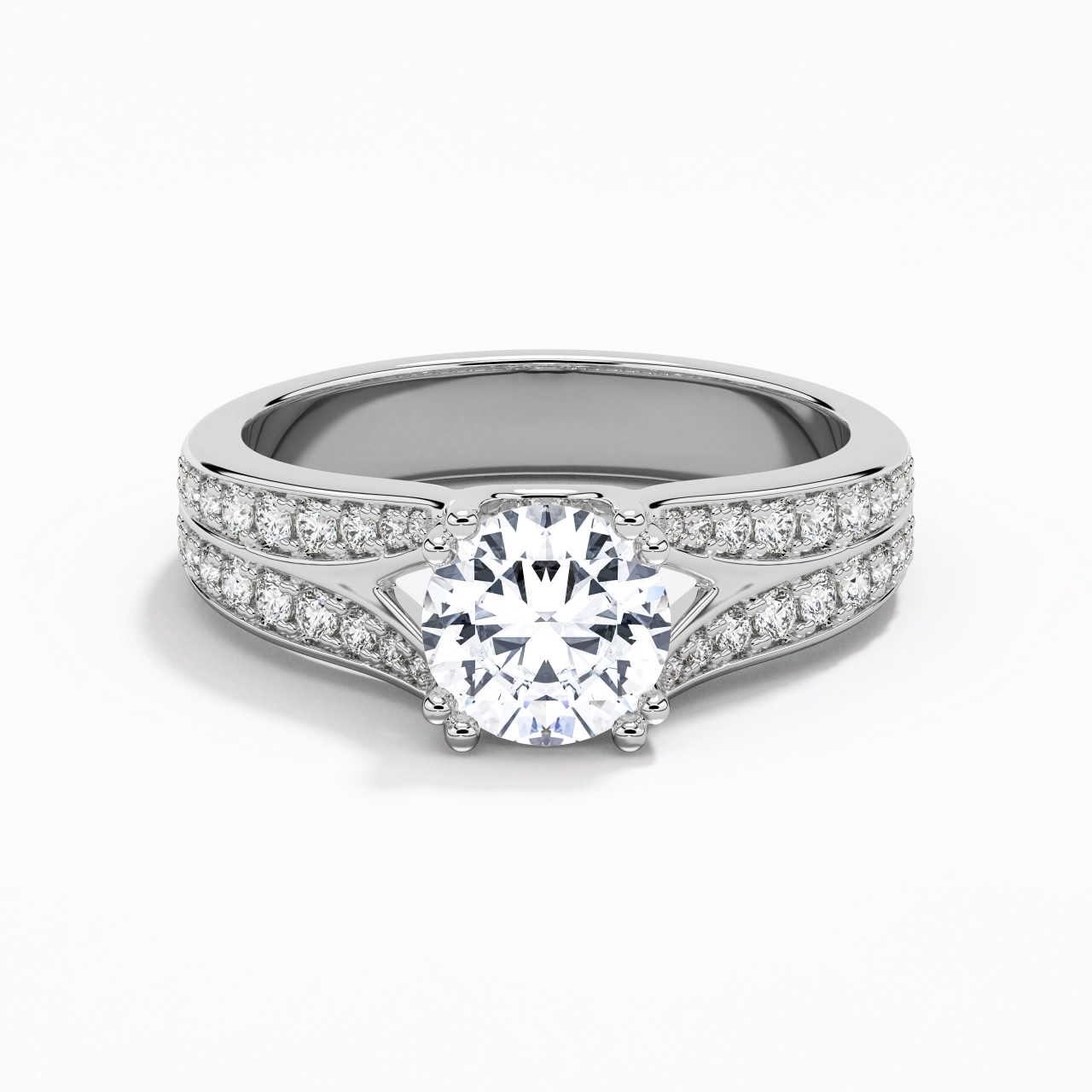 Pavé Bague de fiançailles 1.25ct Moissanite