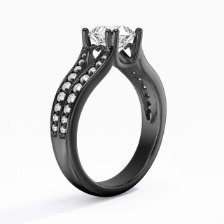 Argent sterling 925 Pavé Tige Fendue Bague de fiançailles