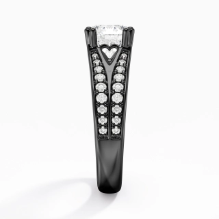 Argent sterling 925 Pavé Tige Fendue Bague de fiançailles