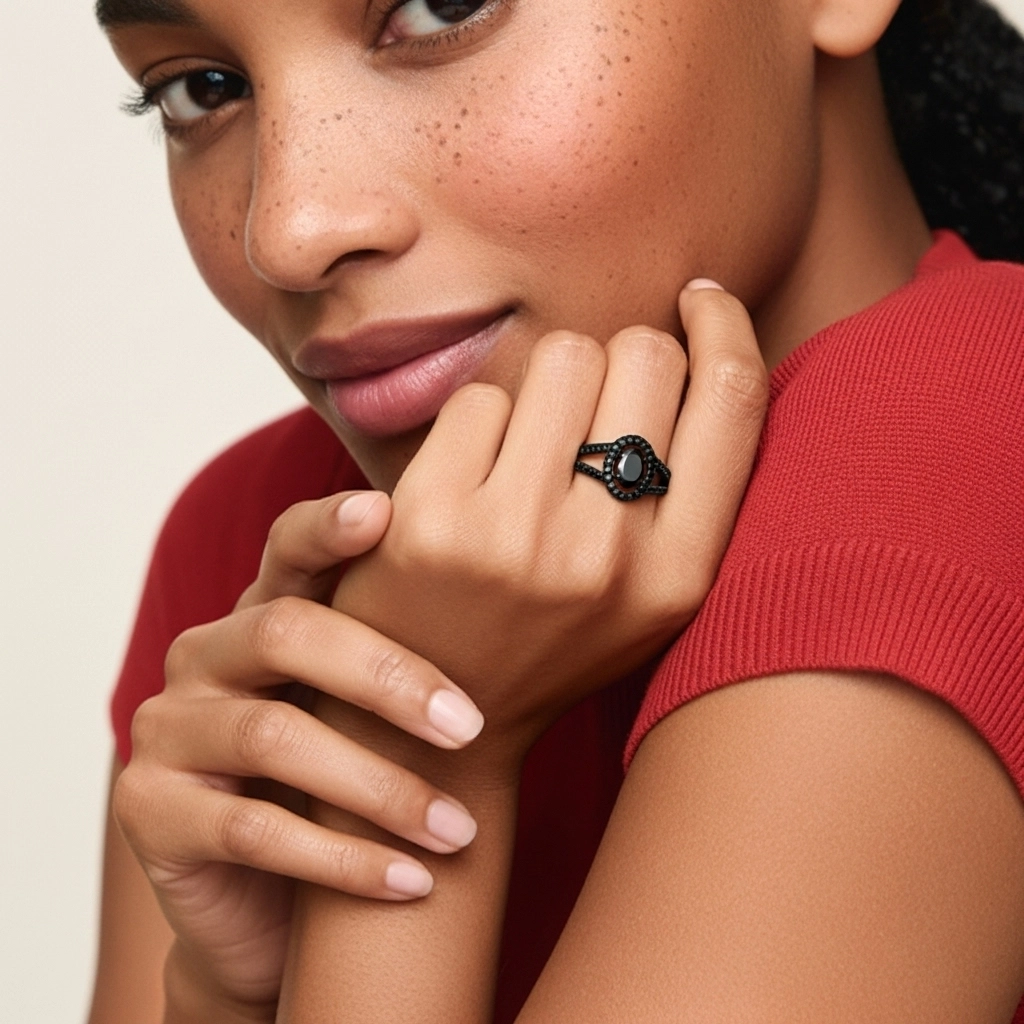 925 Sterling Silver Halo Embedded Split Shank Engagement Ring