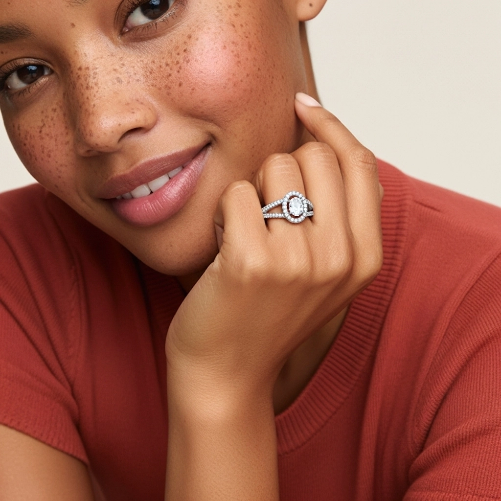 925 Sterling Silver Moissanite Engagement Ring