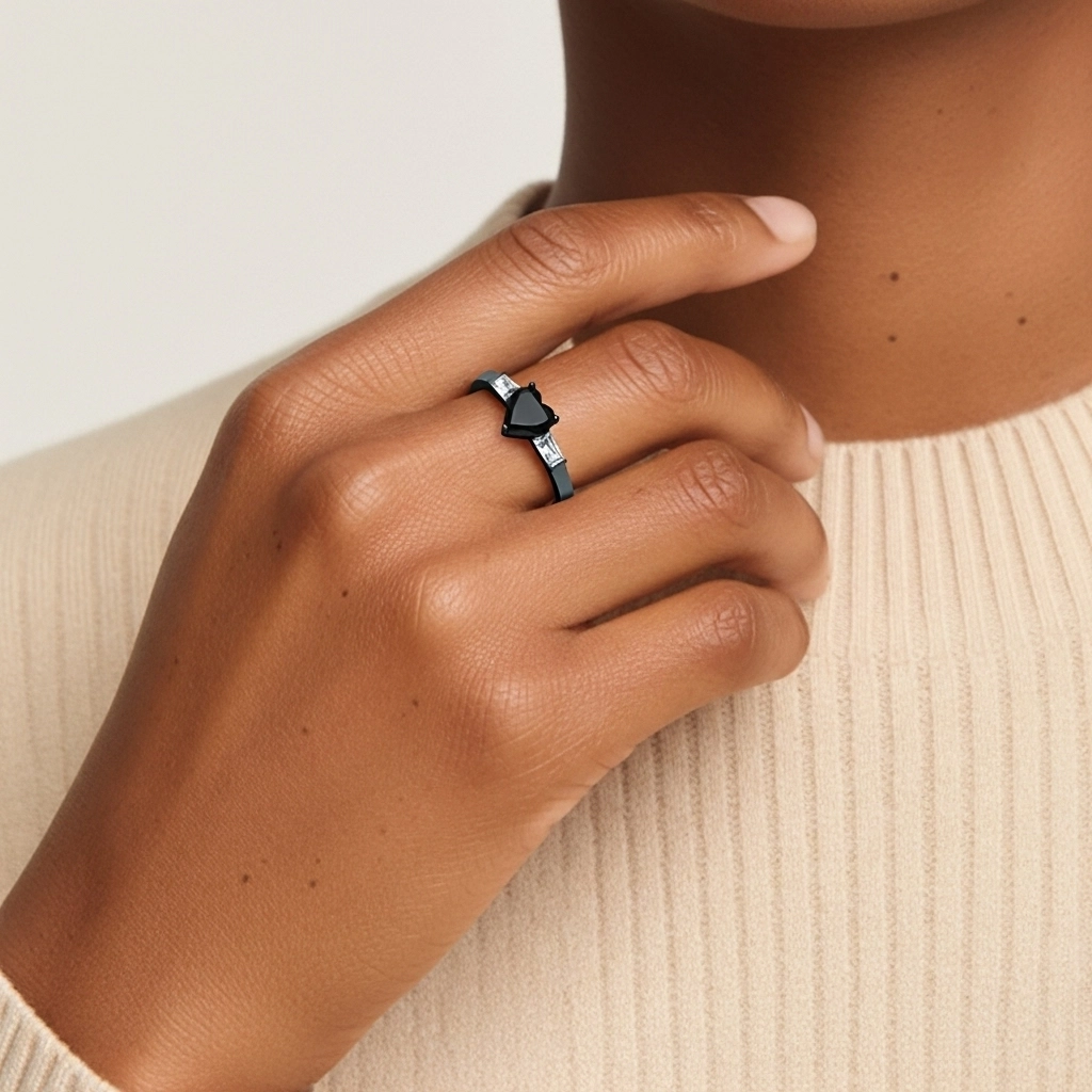 Black Cubic Zirconia Engagement Ring