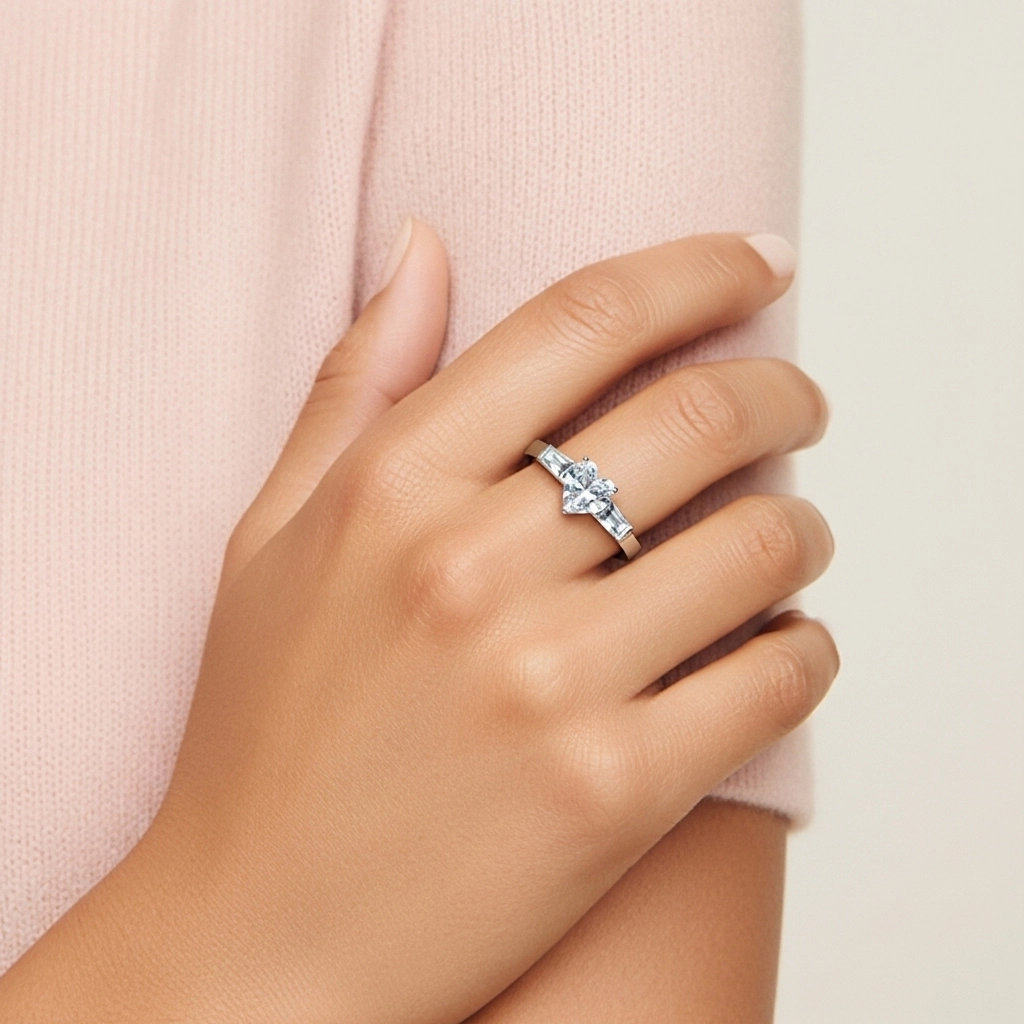 Argent sterling 925 Moissanite Bague de fiançailles