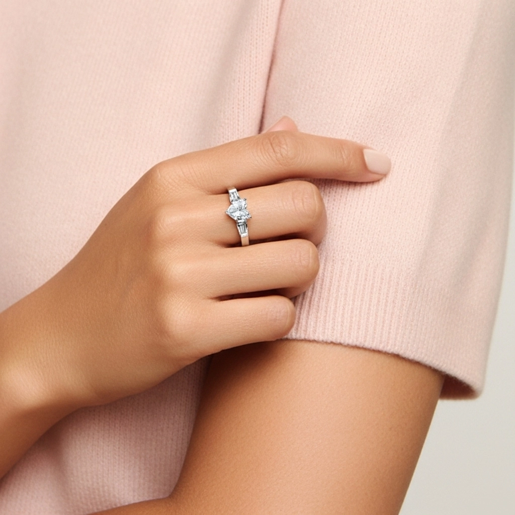 Argent sterling 925 Moissanite Bague de fiançailles