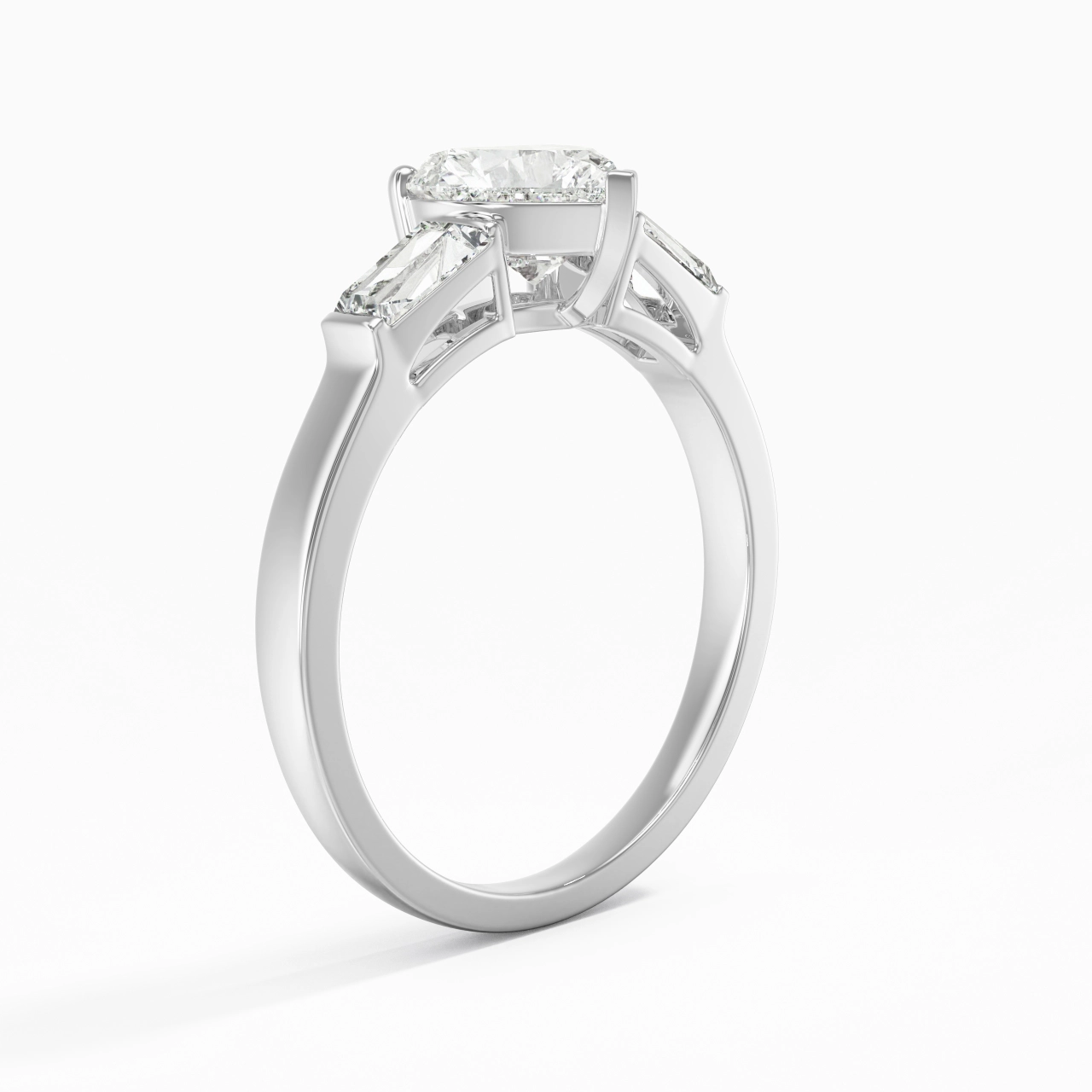 18K White Gold Moissanite Engagement Ring
