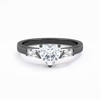 925 Sterling Silver Three Stone Baguette Straight Shank Engagement Ring