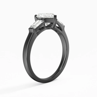 925 Sterling Silver Three Stone Baguette Straight Shank Engagement Ring