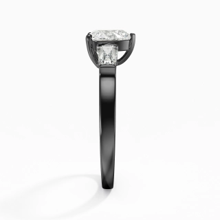 925 Sterling Silver Three Stone Baguette Straight Shank Engagement Ring