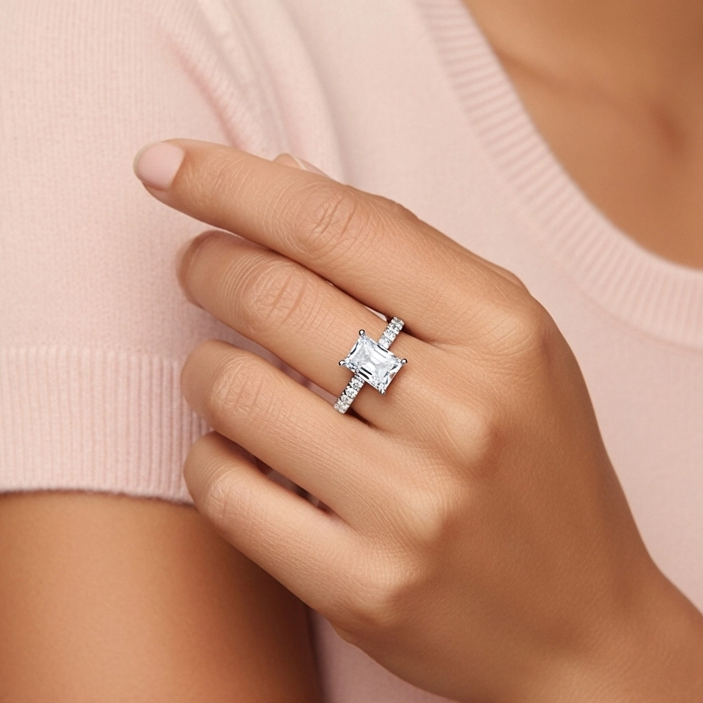 Platinum Moissanite Engagement Ring