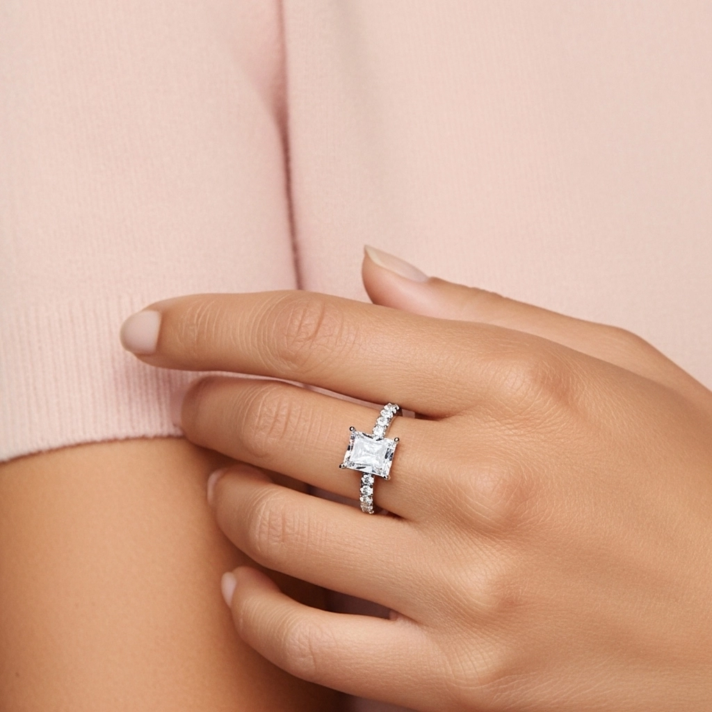 Platinum Moissanite Engagement Ring