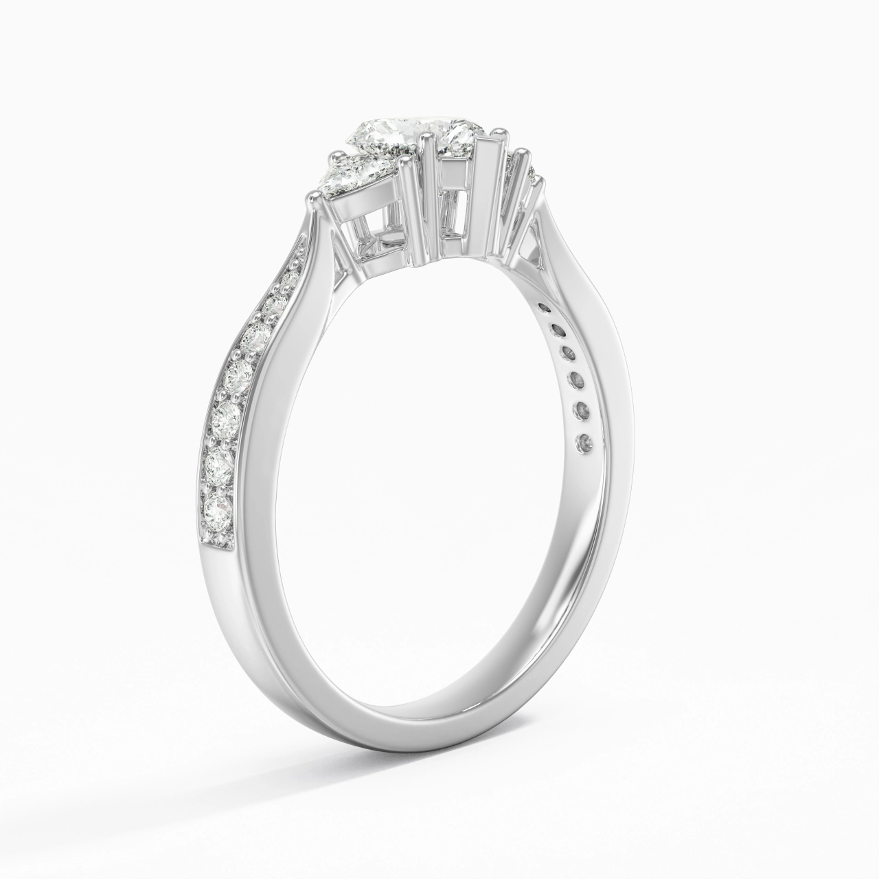 Or blanc 14 carats Moissanite Bague de fiançailles