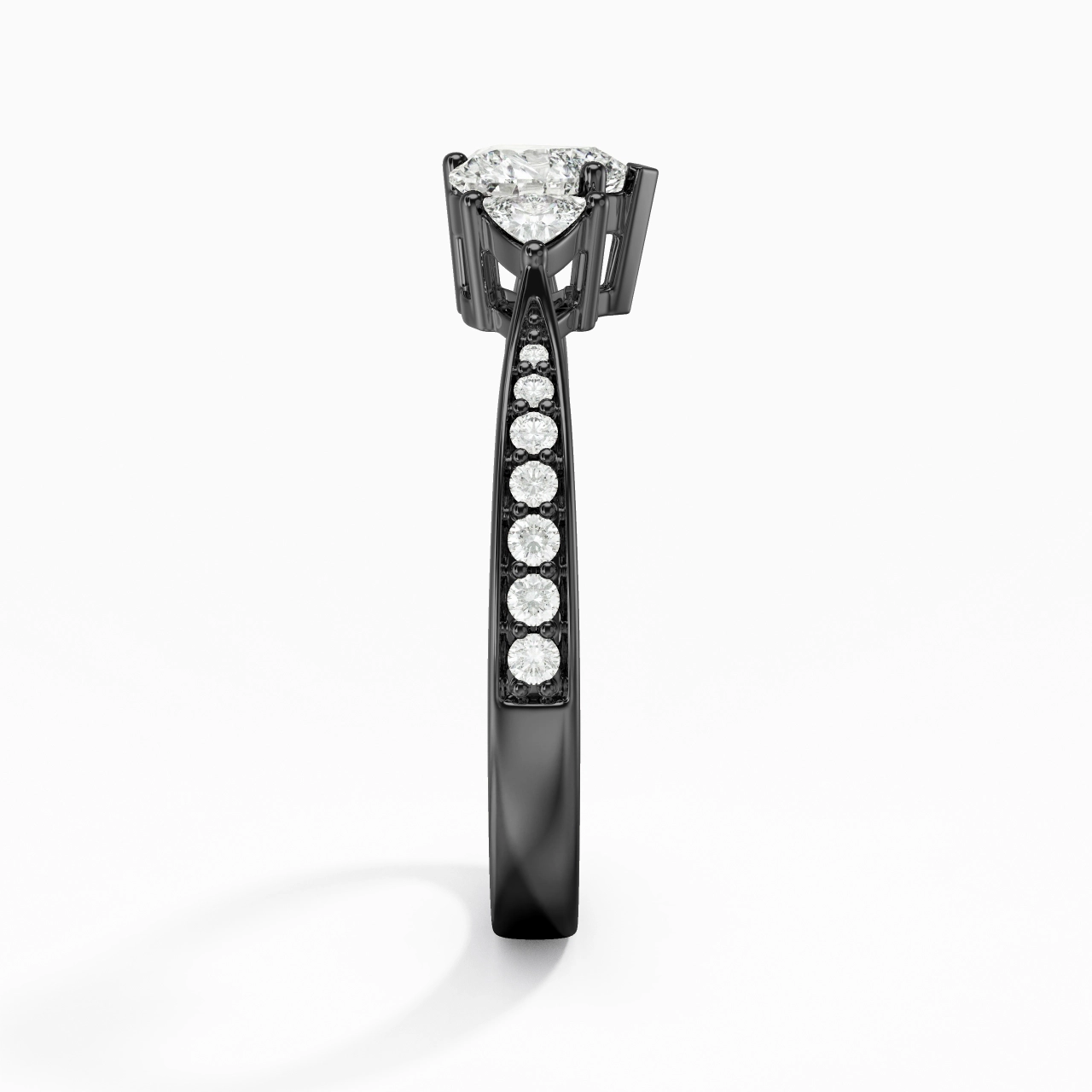 Argent sterling 925 Trois pierres Conique Inversée Canaliser Bague de fiançailles