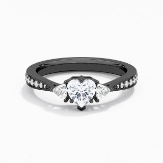 Argent sterling 925 Trois pierres Conique Inversée Canaliser Bague de fiançailles
