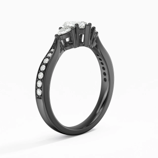 Argent sterling 925 Trois pierres Conique Inversée Canaliser Bague de fiançailles