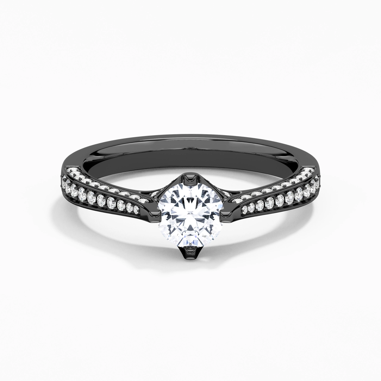 925 Sterling Silver Pavé East West Channel Engagement Ring