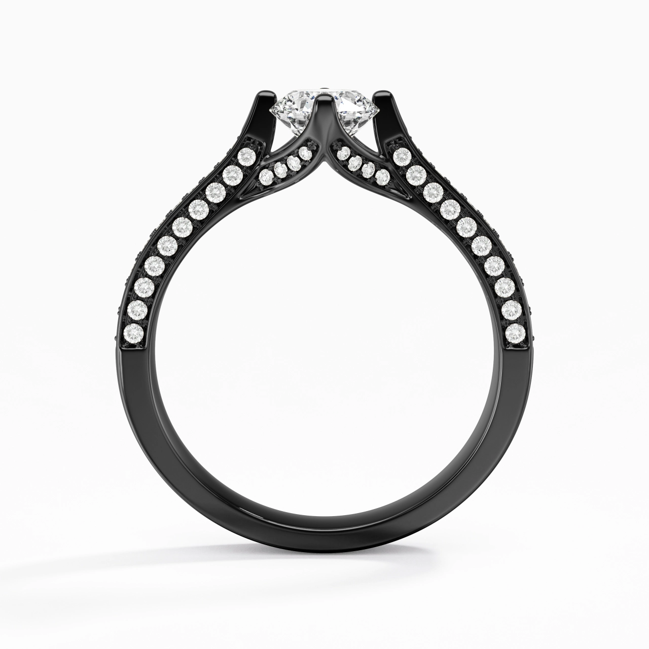 925 Sterling Silver Pavé East West Channel Engagement Ring