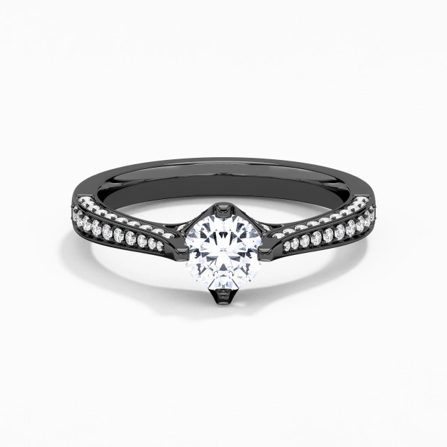 Black Pavé East West Elegant 2.00ct Moissanite Engagement Ring Channel 925 Sterling Silver
