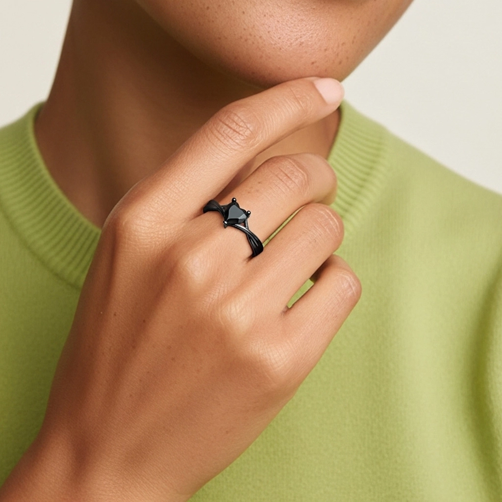 Noir Zircon cubique Bague de fiançailles