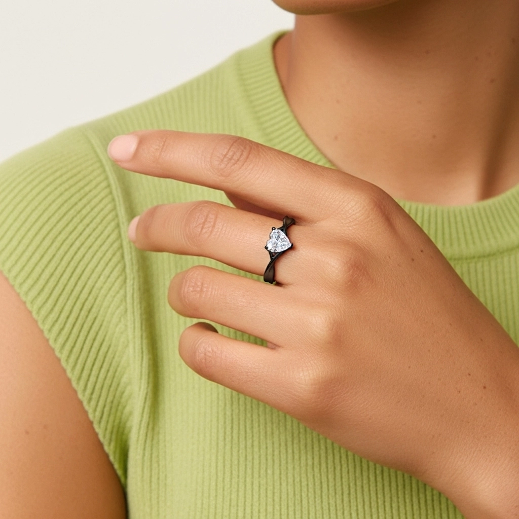 Argent sterling 925 Solitaire Tige Fendue Bague de fiançailles