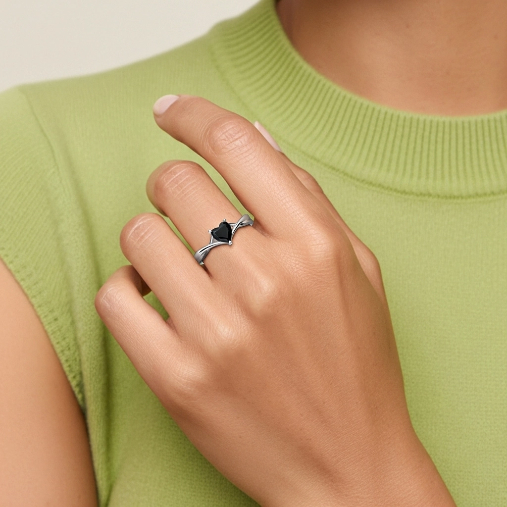 Noir Zircon cubique Bague de fiançailles