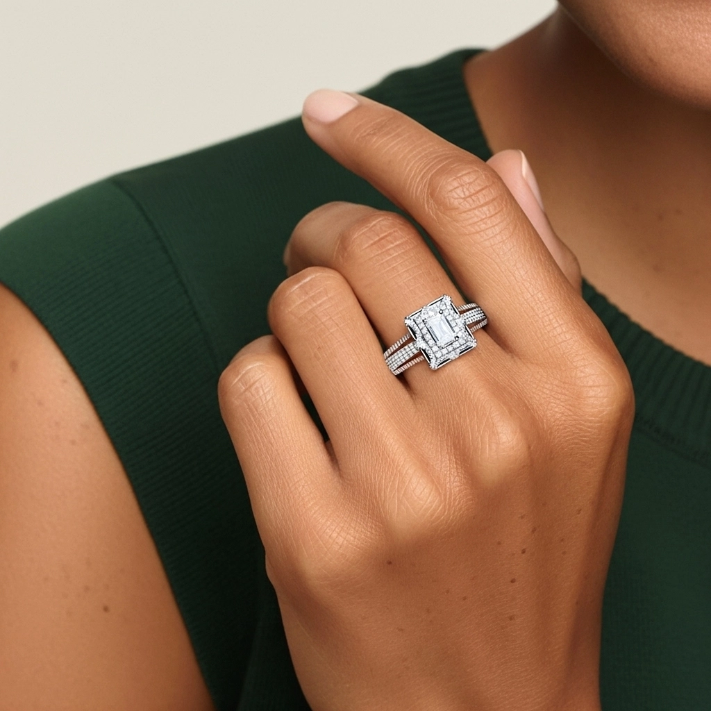 Platinum Moissanite Engagement Ring