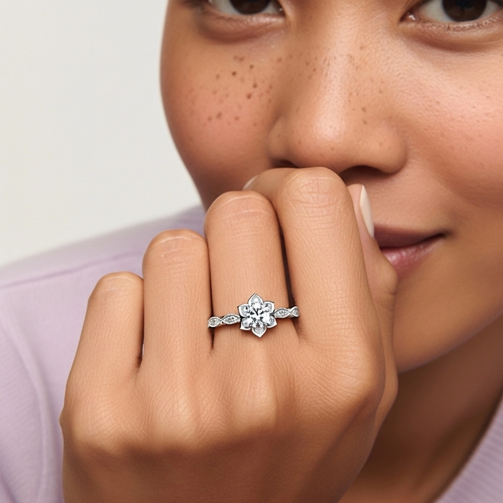 Platinum Moissanite Engagement Ring