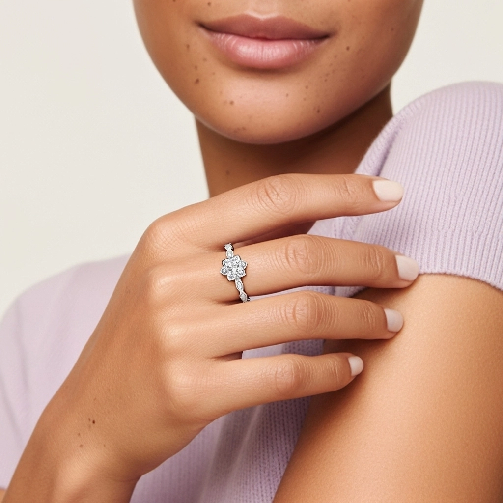 Platinum Moissanite Engagement Ring