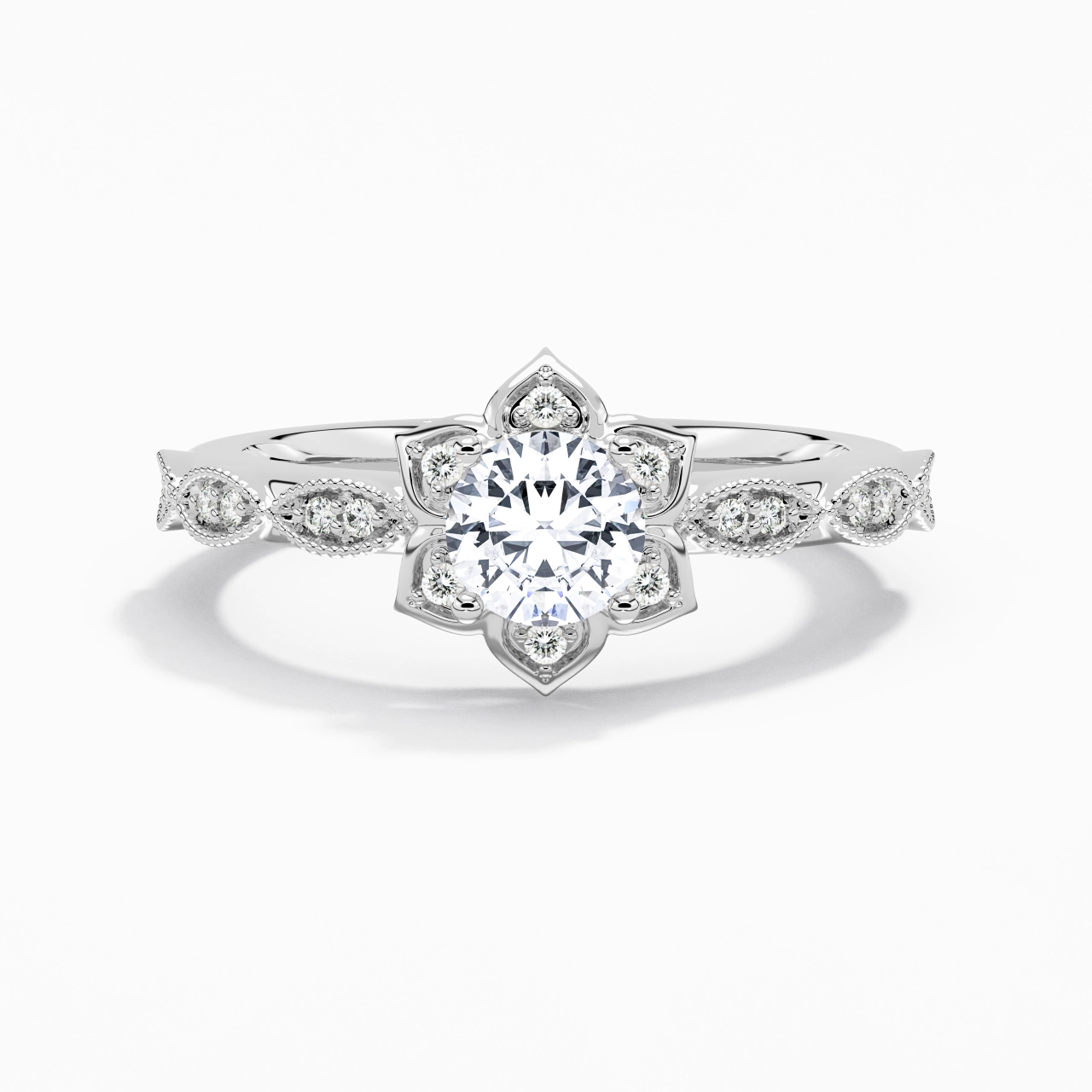 Or blanc 18 carats Moissanite Bague de fiançailles