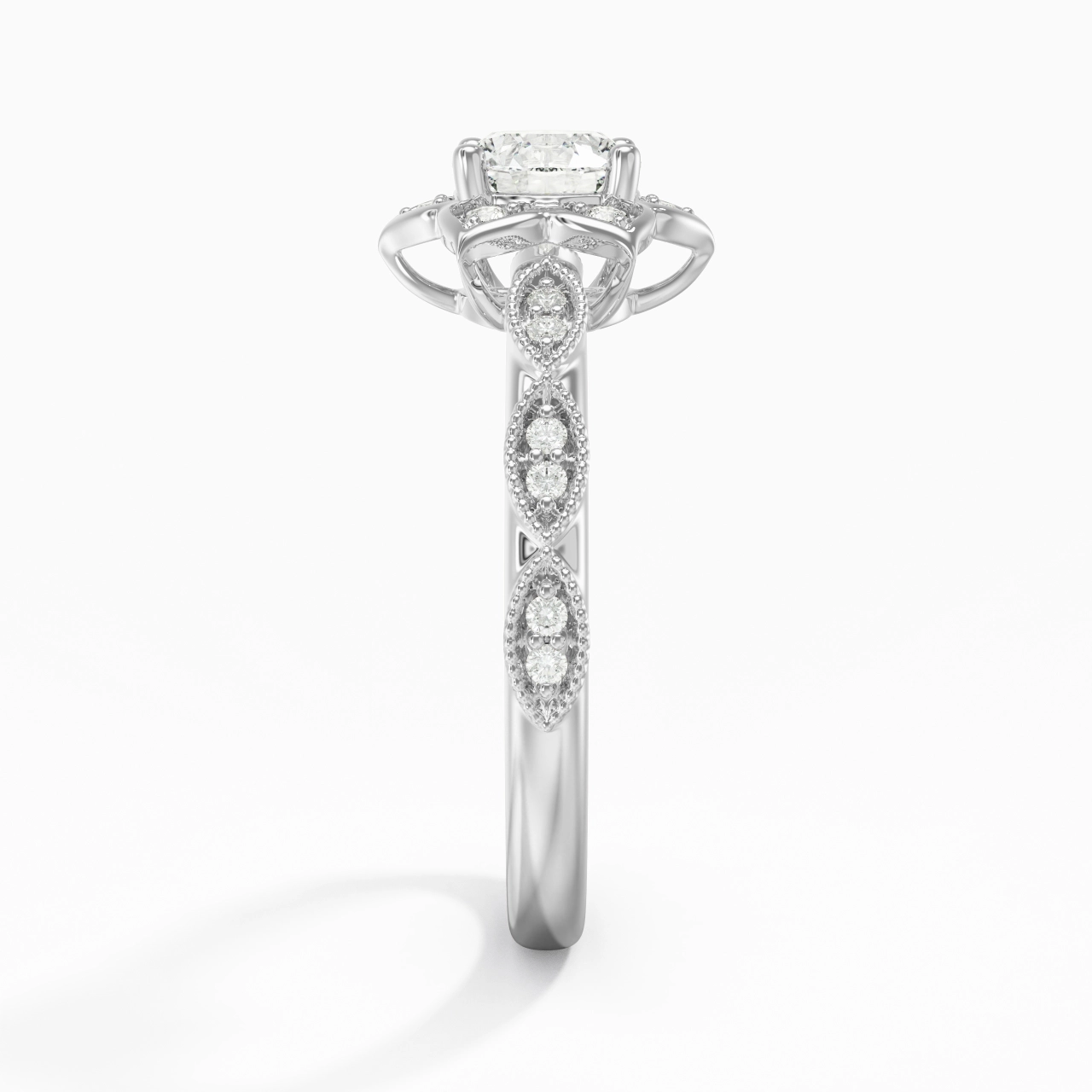 Or blanc 18 carats Moissanite Bague de fiançailles