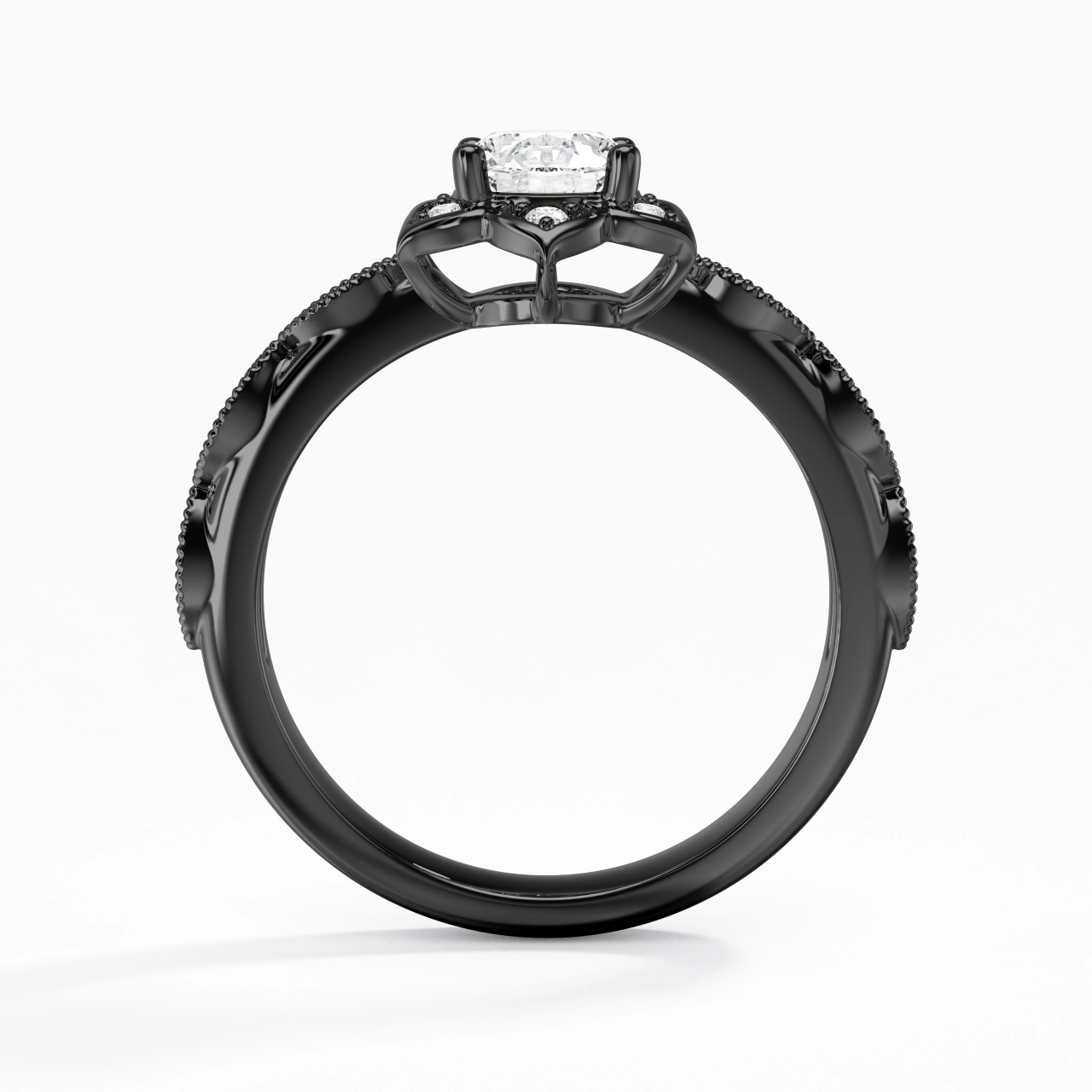 925 Sterling Silver Cluster Traditional Shank Engagement Ring