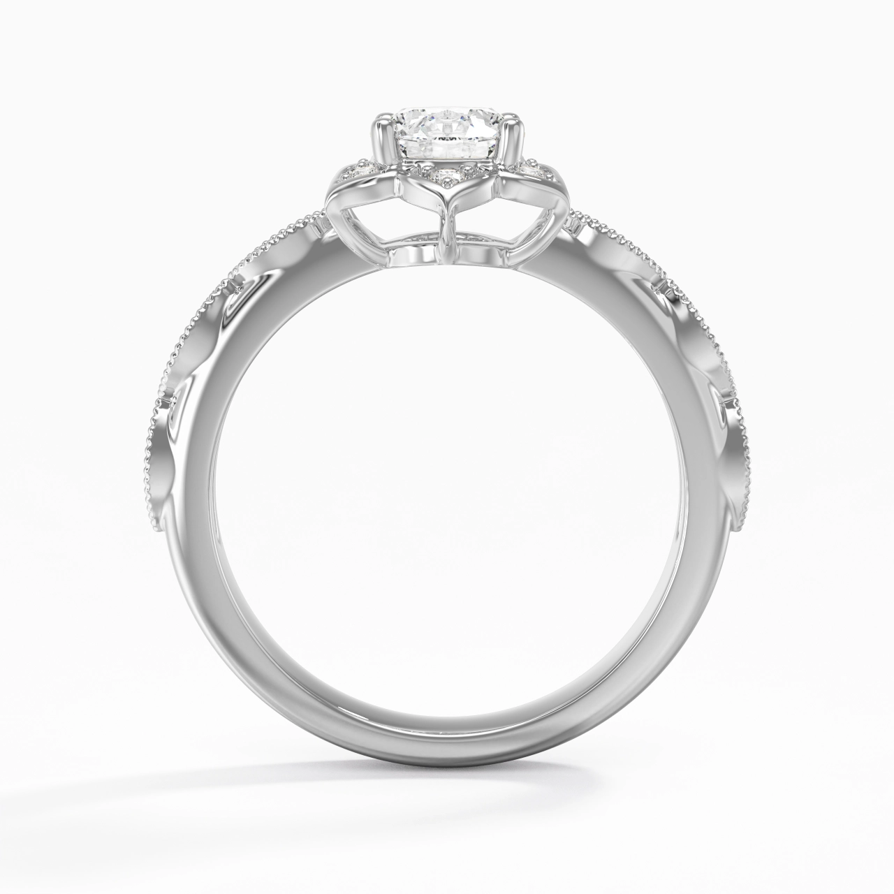 Or blanc 18 carats Moissanite Bague de fiançailles