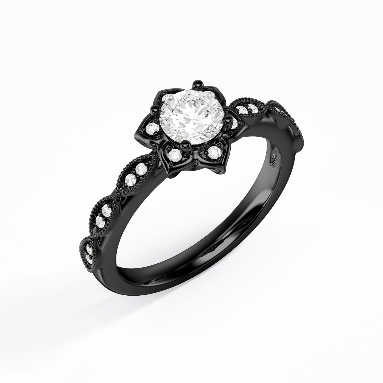 925 Sterling Silver Cluster Traditional Shank Engagement Ring