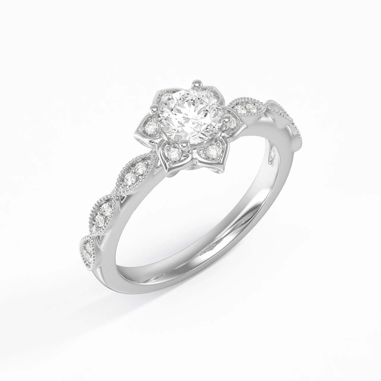 Or blanc 18 carats Moissanite Bague de fiançailles