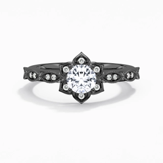 925 Sterling Silver Cluster Traditional Shank Engagement Ring
